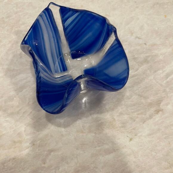 Artglass handkerchief votive candle holder blue - Picture 2 of 7